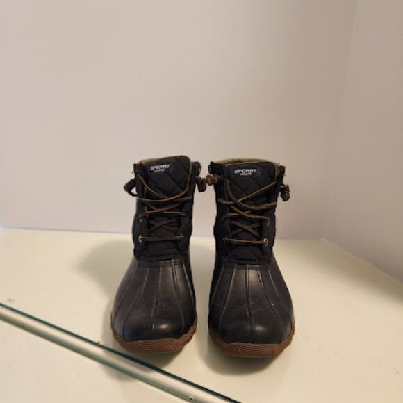 Sperry Women's Saltwater Black Quilted Duck Boots - Picture 3 of 7